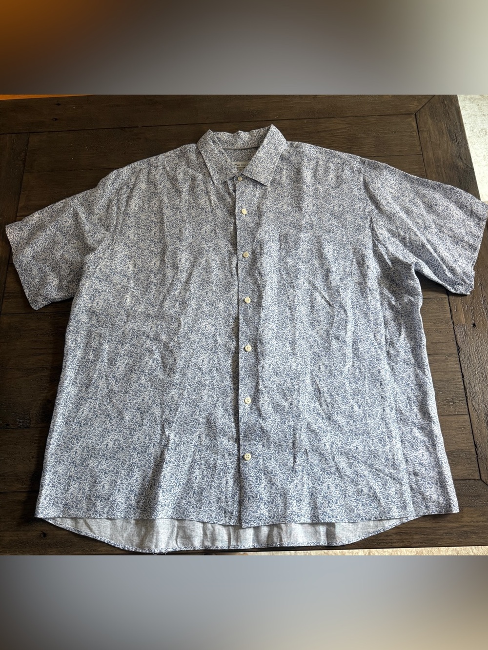 Peter Millar Light Blue 100% Linen Short Sleeve Button-Down Shirt XL Men